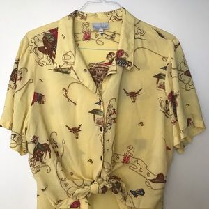 🤠 vintage cowgirl western yellow shirt 🤠